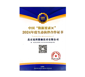 中国“数据要素×”2024年度生态伙伴合作证书